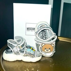 Moschino silver glitter sandals never worn